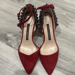 French Connection: Red Suede Leather pointed toe. Size 6.5